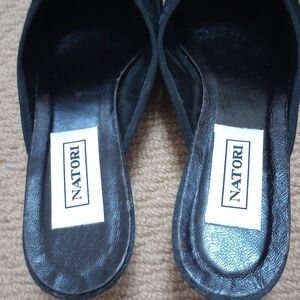 Vintage 1990’s NATORI Satin Moire Boudoir Flats With Bow